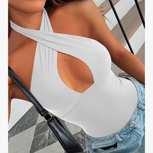 Elegant White Halter Top